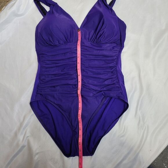 VINTAGE 90s Miraclesuit ruched front full coverage modest swimsuit 16DD‎ - Picture 9 of 11